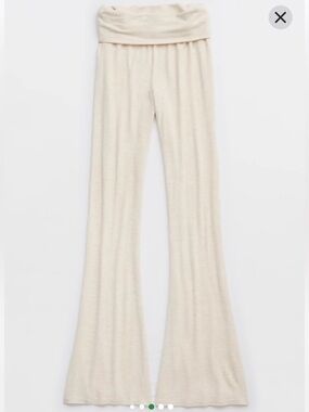 NWT Aerie Let’s Bounce Foldover Bootcut Cream PJ Pants Size: S